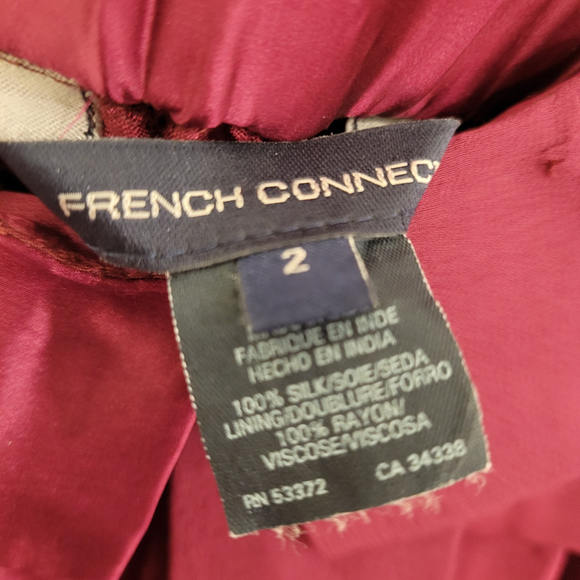 French Connection Silk Maroon Sleeveless Dress Size 2 - Picture 3 of 5
